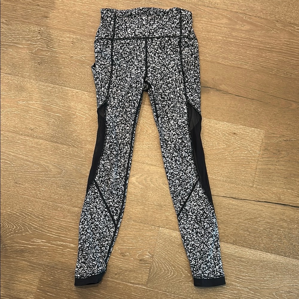 Lululemon Black and White Floral Leggings